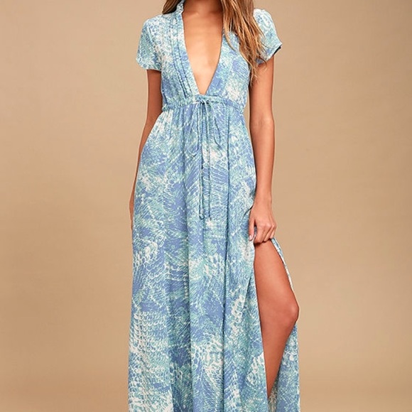 Lulus Dresses & Skirts - Lulus Mermaid Tail Blue Print Maxi
